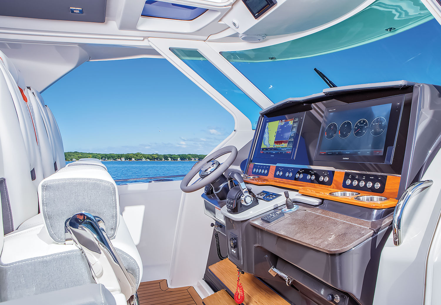 Luxury boat electronics closeup 