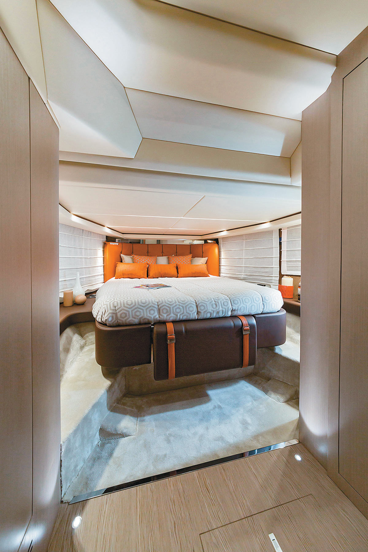 interior view of bedroom inside the boat