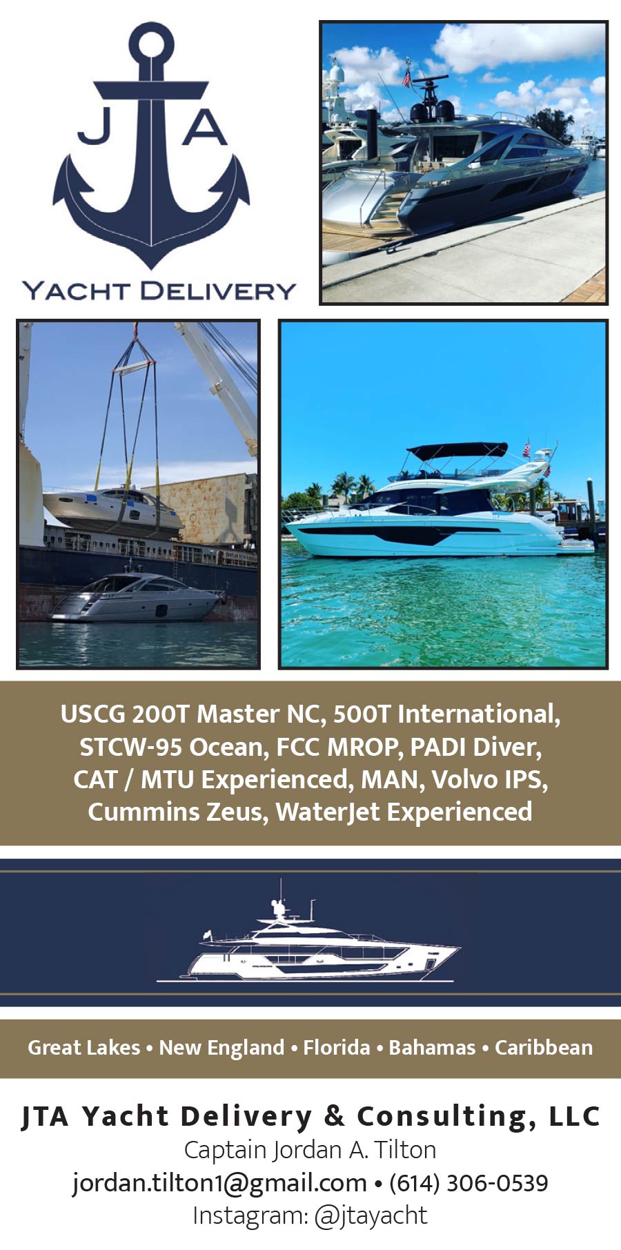 JTA Yacht Delivery & Consulting, LLC Advertisement