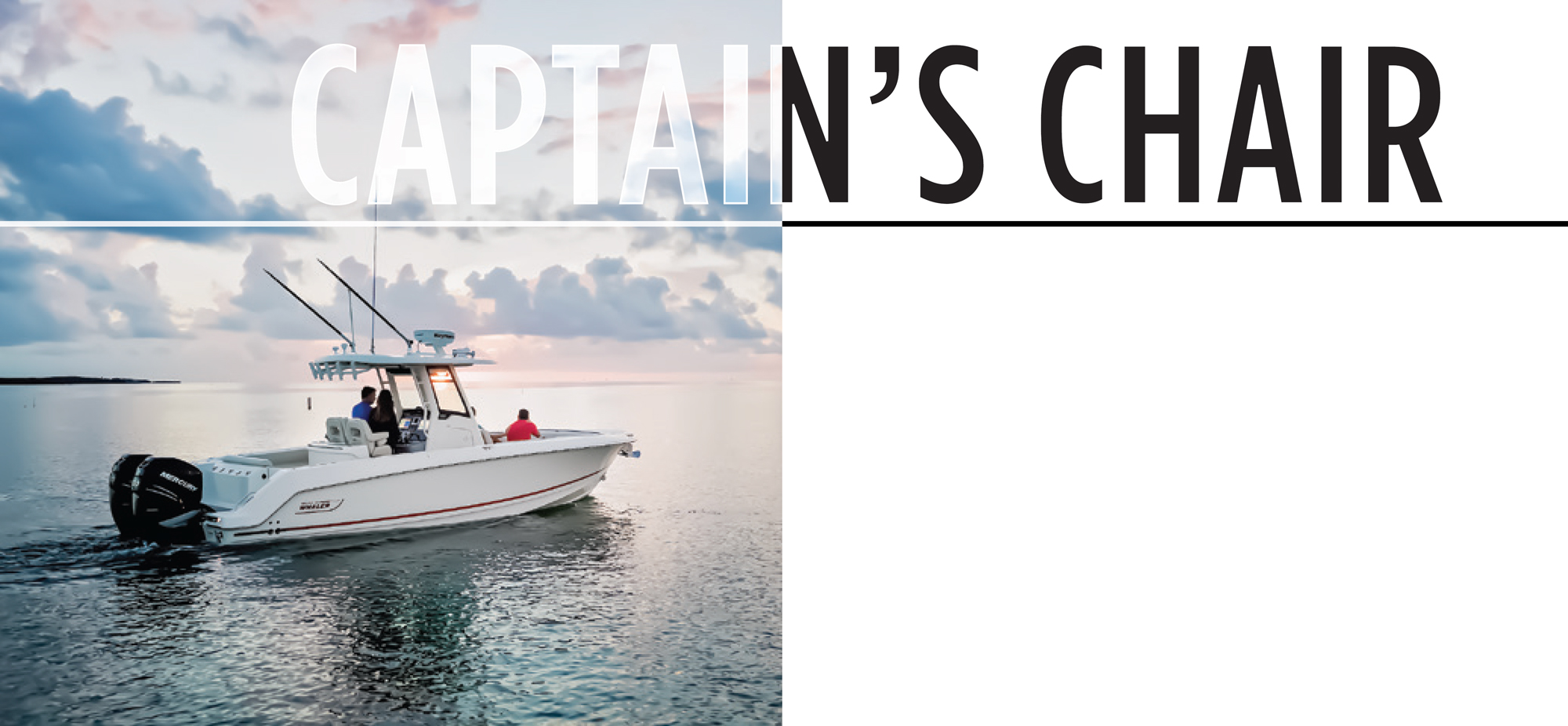 Captain's Chair Typography and boat in the sea