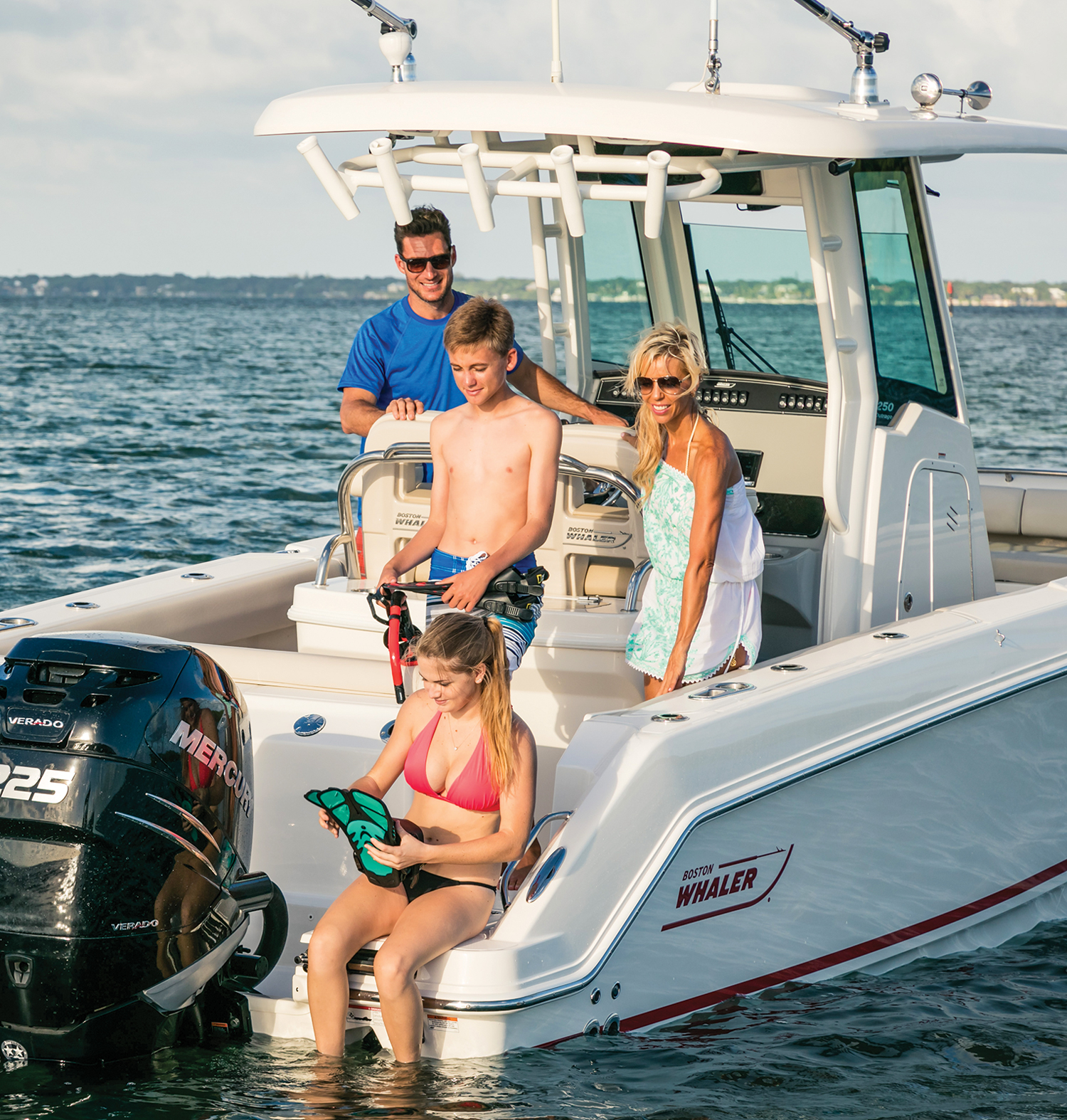 Family enjoying time on boat