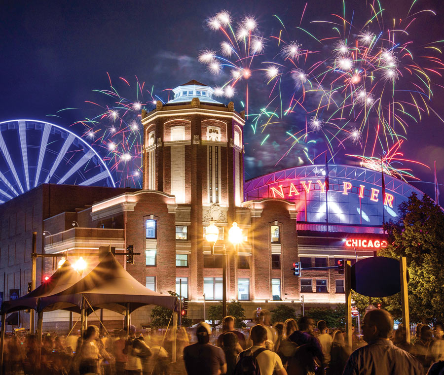 fireworks at the Navy Pier in Chicago