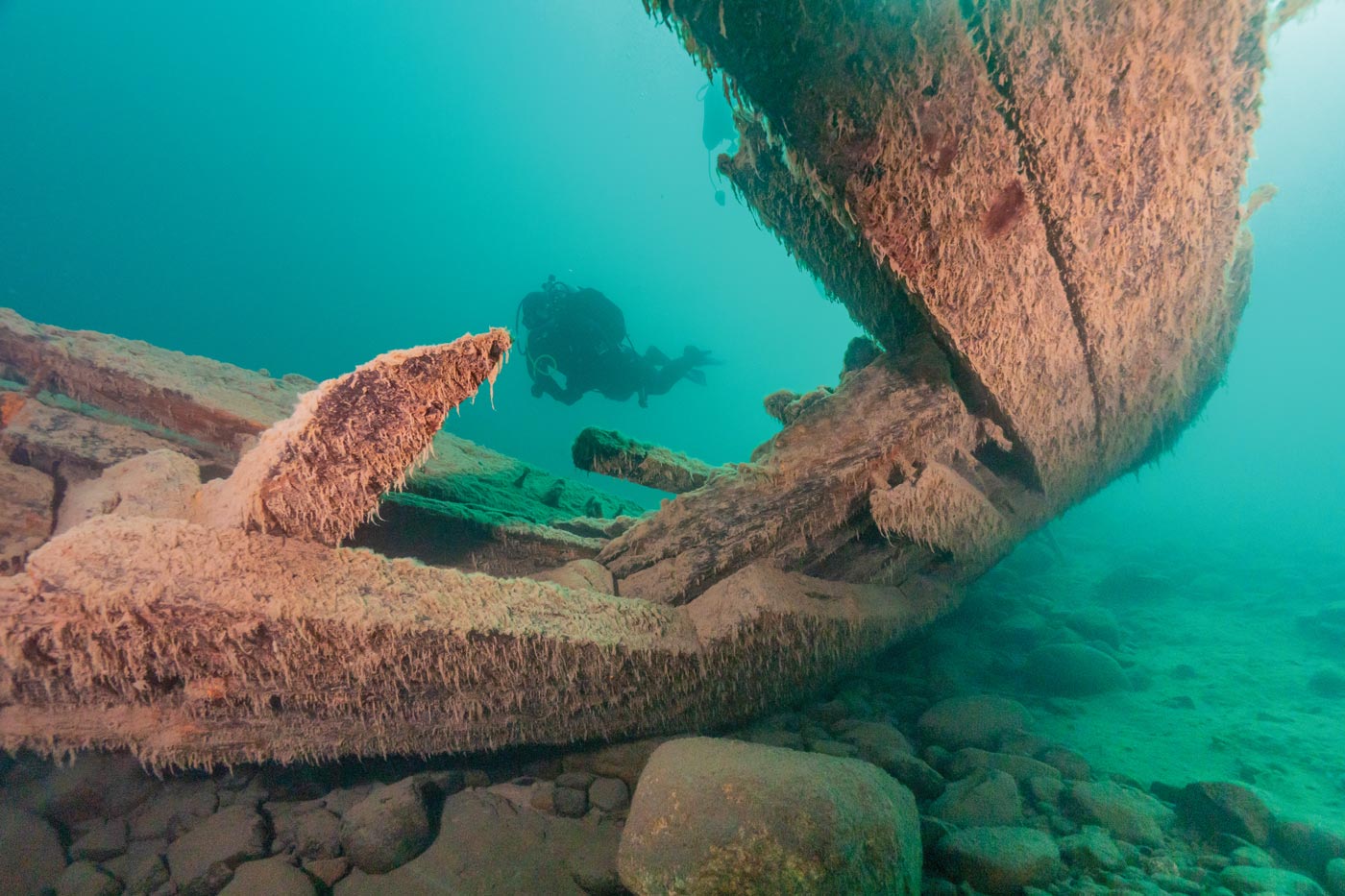 parts of the SS Hesper under water