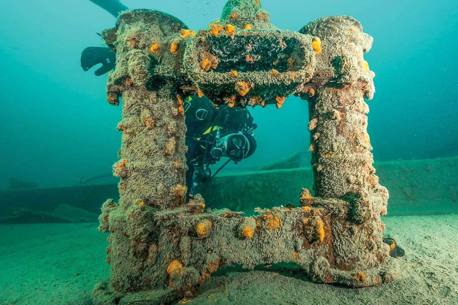 parts of the SS Hesper under water