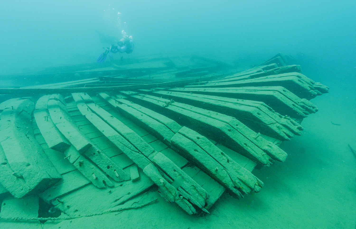 parts of the SS Hesper under water