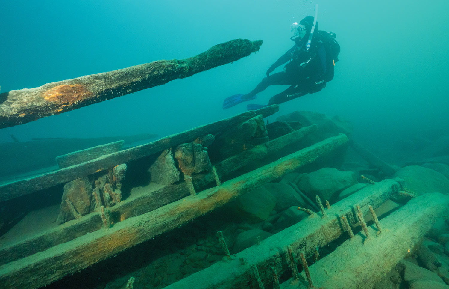 parts of the SS Hesper under water