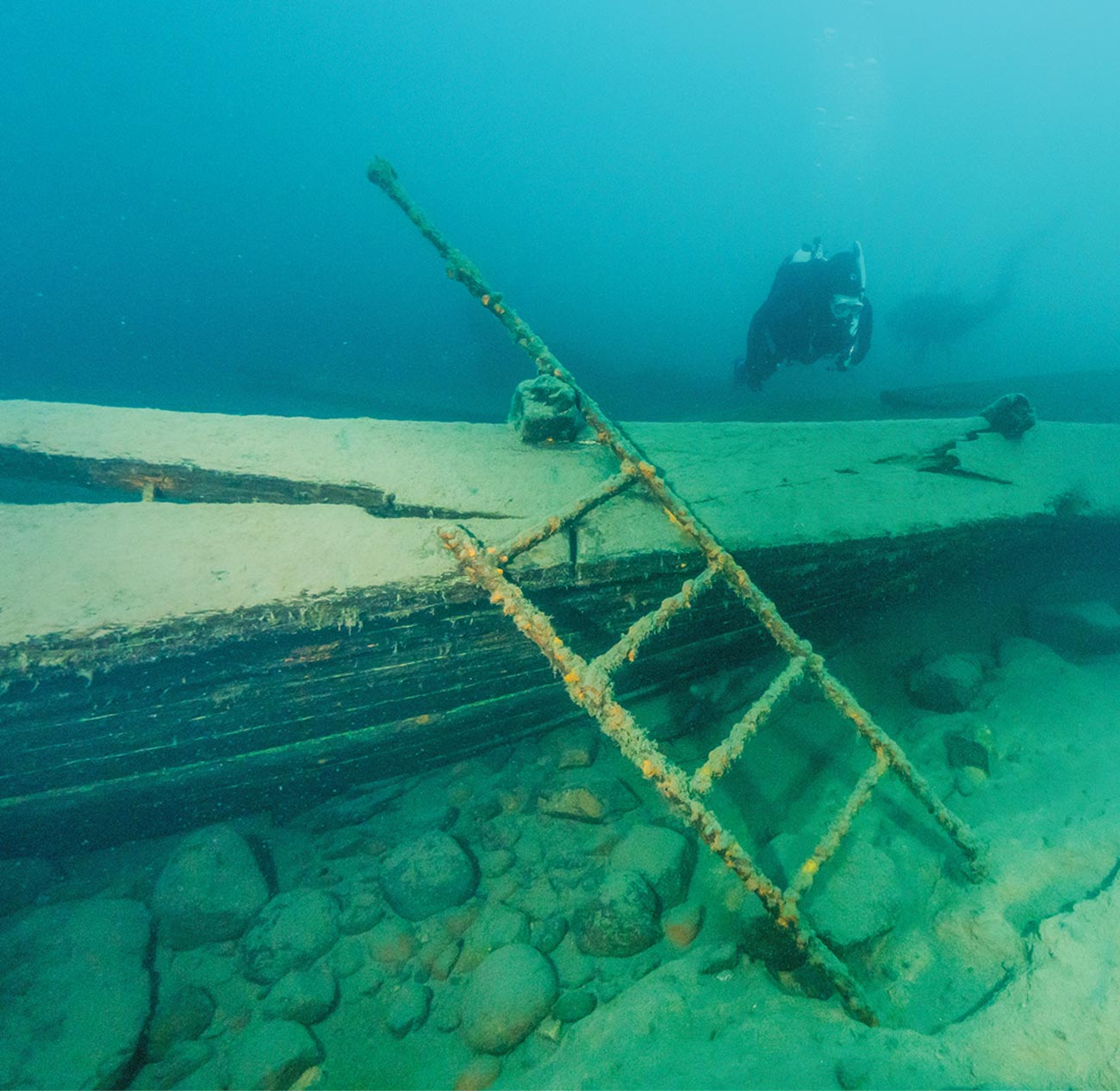 parts of the SS Hesper under water