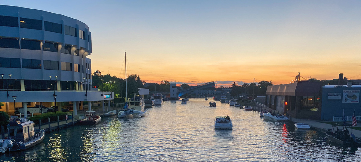 river view in Downtown Port Huron, Mich. during sunset