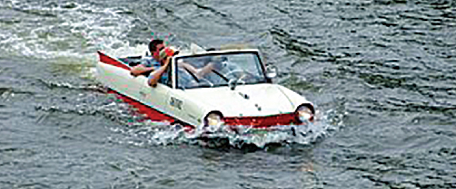 Car driving in water