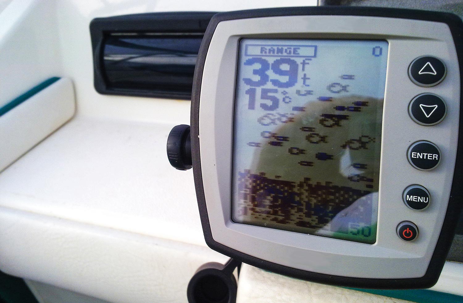 close up of a boat navigation system device