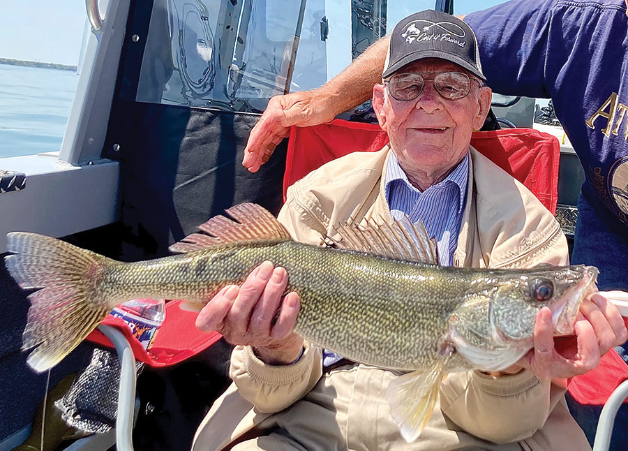 A nice fall walleye taken by 97-year-old Navy veteran Gene Wright on a recent fishing trip with Art Panfil’s Cast It Forward program.