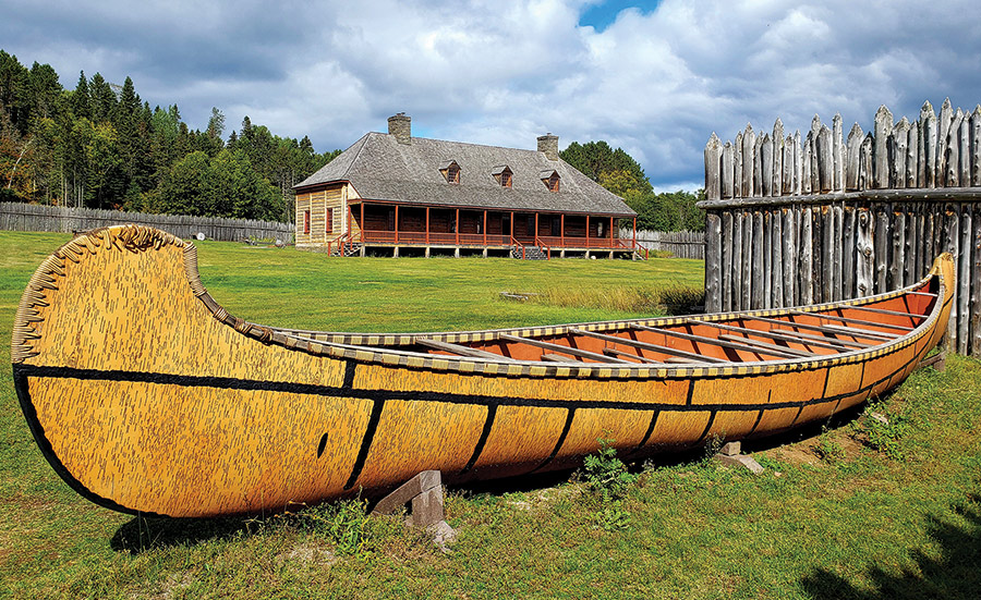 A fiberglass copy of a Montreal canoe at the Grand Portage National Monument